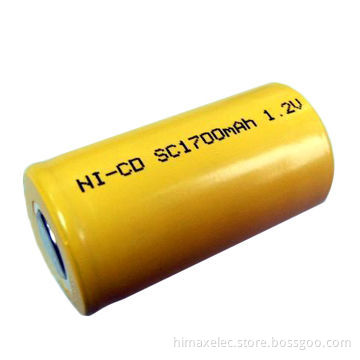 Ture capcatity high quality rechargeable nicd battery sc 1700mah 1.2v